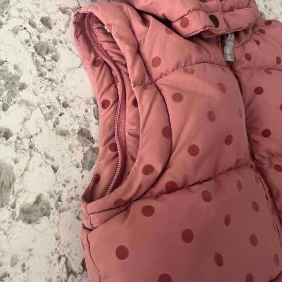 Boden convertible pink polka dot sherpa coat & vest sz 5-6 - Picture 8 of 11